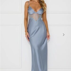 Hello Molly LOVERS ENGAGEMENT SILK MAXI DRESS STEEL